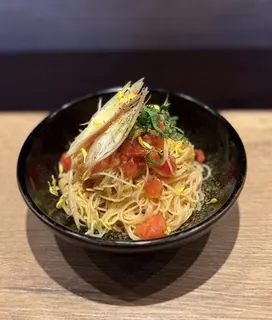 トマトと大葉ネギ味噌の冷製カッペリーニ