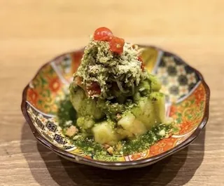 富澤緑茶ソースとシラスのポテサラ