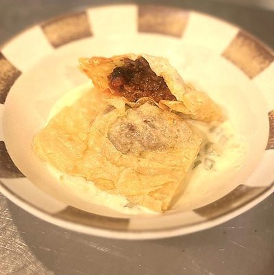 日光湯葉の揚げ巾着~尾崎牛ラグーソース~