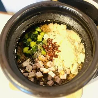 ほうじ茶香る自家製ベーコンの炊き込みリゾット風