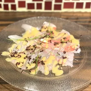 鮮魚のカルパッチョ 写楽と白味噌のヌタソース